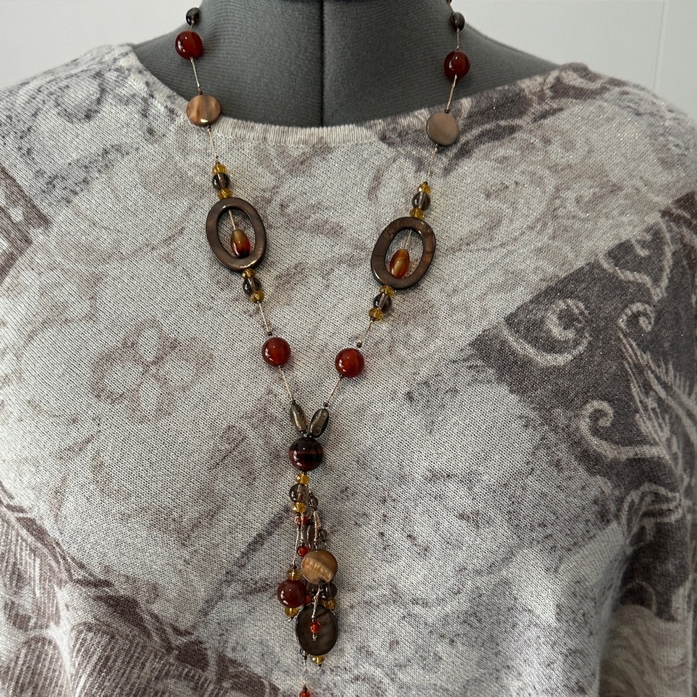 Elegant Brown and Gold Beaded Necklace
